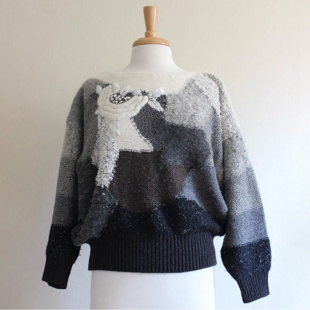 Mariea Kim Vintage '80s Mixed Media Art-to-Wear Sweater